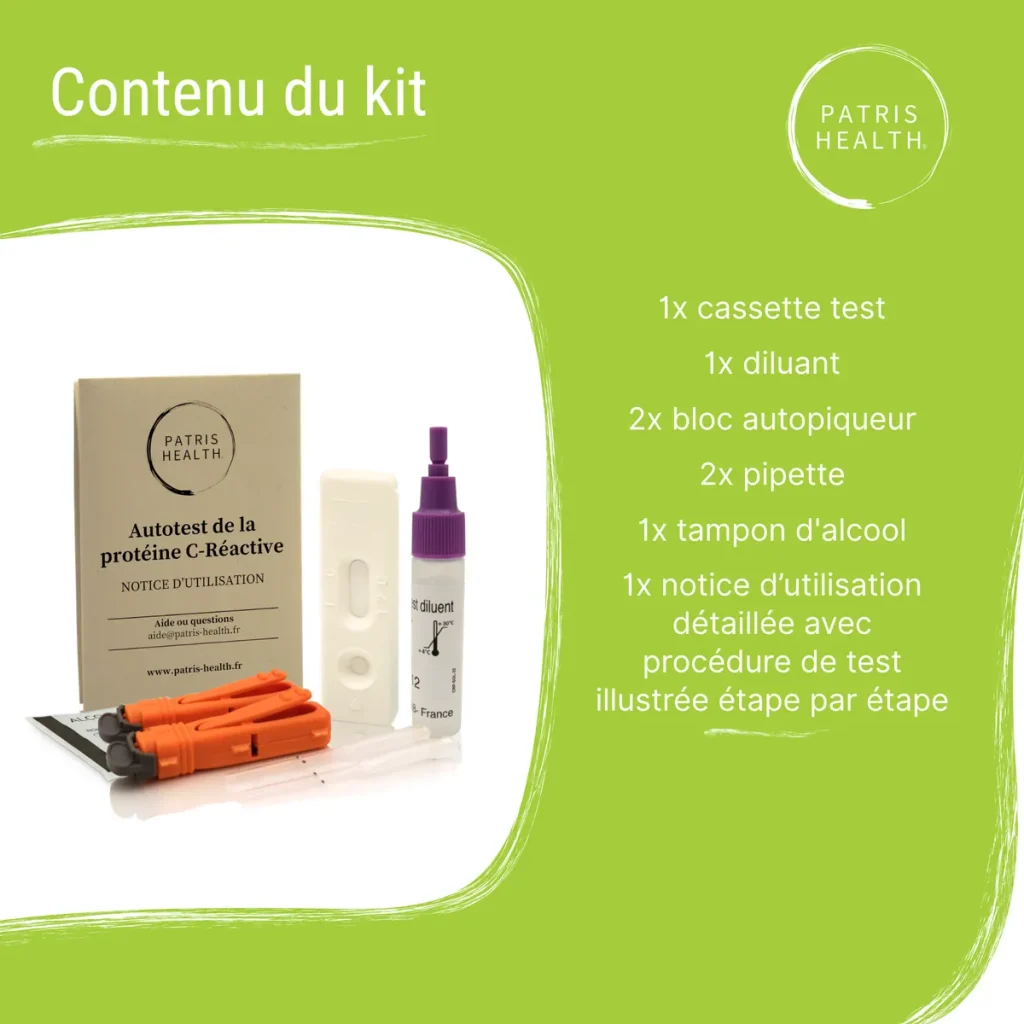 Contenu du kit test CRP Patris Health